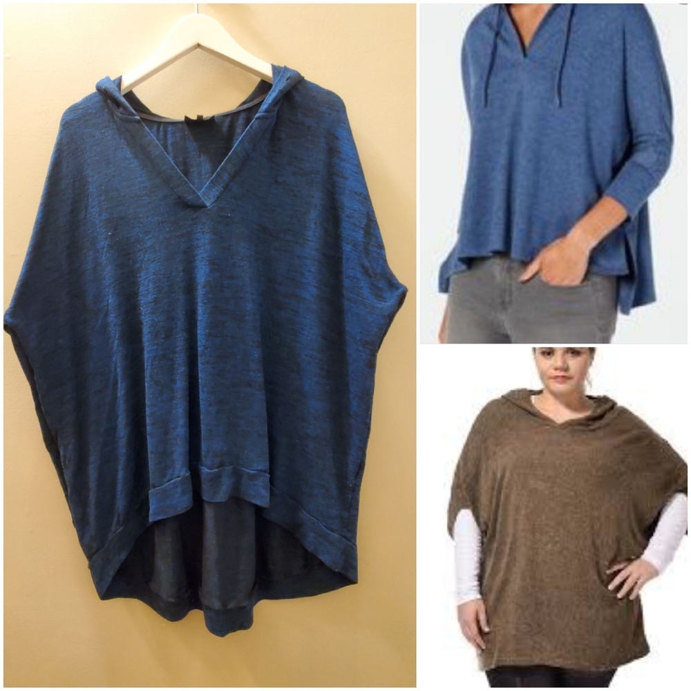 Addition Elle XXL hoodie jersey knit sweater with hoodie, blue